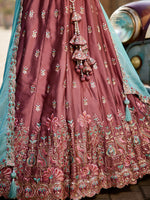 luxury rosegold wedding lehenga choli with designer dupatta