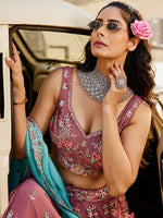 rosegold party wear georgette lehenga choli for women