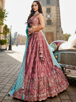 heavy sequins embroidered rosegold georgette lehenga