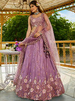 satin festive lehenga choli with designer embroidery