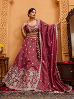 premium rose gold tissue fabric bridal lehenga set