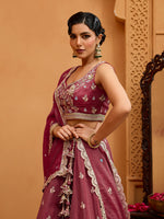 premium rose gold tissue fabric bridal lehenga set
