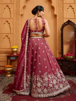 premium rose gold tissue fabric bridal lehenga set