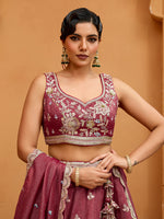 premium rose gold tissue fabric bridal lehenga set