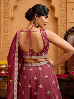 premium rose gold tissue fabric bridal lehenga set