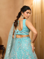 seagreen engagement lehenga choli with sequins work