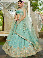 seagreen festive wear chinnon lehenga choli