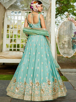 indian seagreen embroidered lehenga for wedding