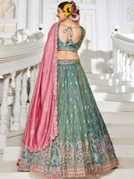 seagreen premium tissue fabric wedding lehenga