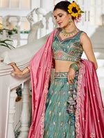 luxury seagreen designer lehenga choli with dupatta