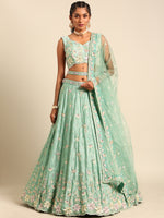 luxury sea green bridal lehenga with matching dupatta