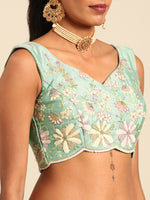luxury sea green bridal lehenga with matching dupatta