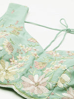 luxury sea green bridal lehenga with matching dupatta