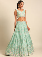 luxury sea green bridal lehenga with matching dupatta