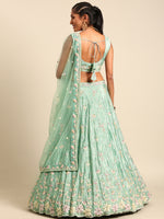 luxury sea green bridal lehenga with matching dupatta