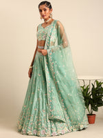 luxury sea green bridal lehenga with matching dupatta