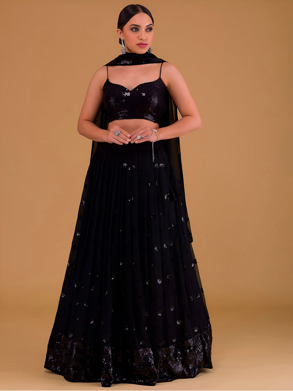 Elegant Black Georgette Lehenga Choli