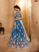 teal luxury silk bridal lehenga choli for women