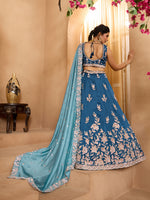teal indian wedding silk lehenga choli with dupatta