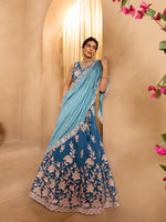 teal traditional silk lehenga choli for indian wedding