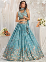 sky blue georgette semi stitched lehenga choli
