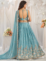 sky blue georgette semi stitched lehenga choli