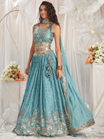 sky blue georgette semi stitched lehenga choli