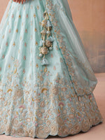 sky tissue fabric lehenga set with embroidered dupatta