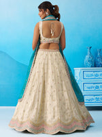 elegant teal sequins embroidered lehenga for women