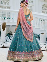 teal traditional indian lehenga choli for bridal fashion