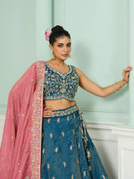 pink wedding lehenga choli for women with embroidery