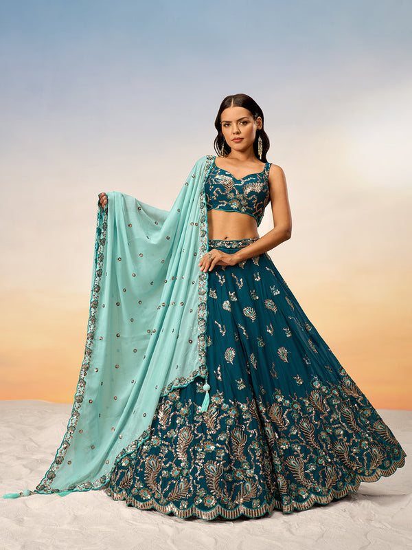 Teal Traditional Wedding Lehenga Choli