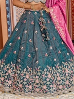 teal indian wedding lehenga with designer work