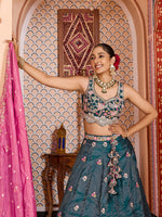 teal bridal lehenga choli for indian wedding