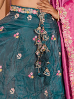 teal festive wear lehenga choli for women