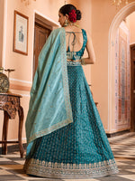 teal luxury embroidered lehenga choli for bridal wear
