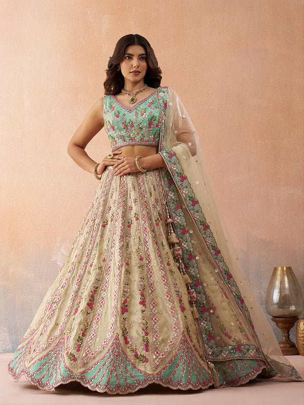 Tissue Sequins Embroidered Lehenga Choli