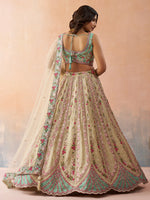elegant tissue fabric lehenga with sequins embroidery