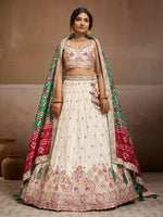 white traditional indian tissue lehenga choli for women