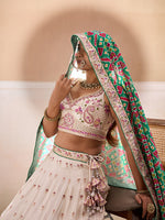 white ethnic tissue lehenga choli for women