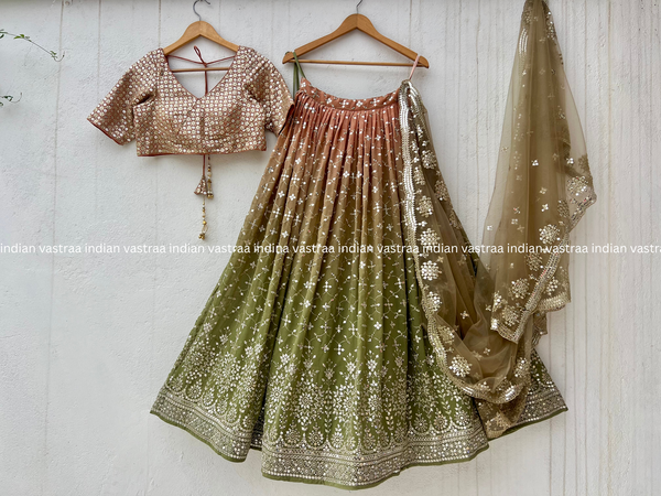 Mehendi Ombre Georgette Lehenga Choli