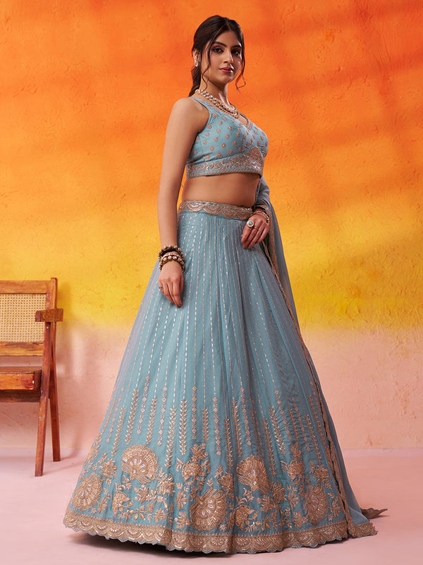 Wedding Special Designer Wear Tissue Lehenga Choli