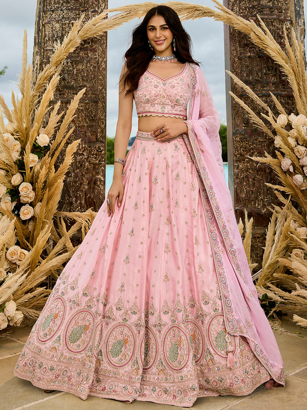 Wedding Special Pink Silk Lehenga Choli