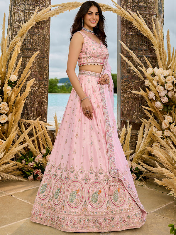 Wedding Special Pink Silk Lehenga Choli