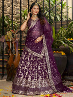 wine indian wedding lehenga choli with jacquard fabric