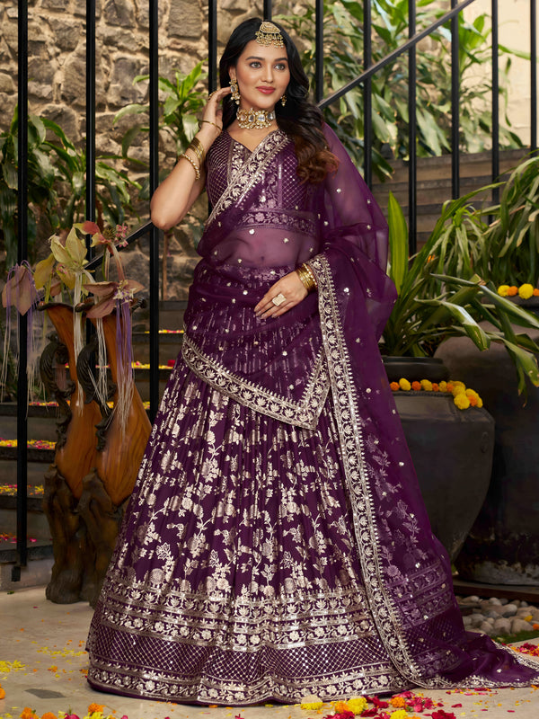 Indian Dola Silk Jacquard Lehenga Choli
