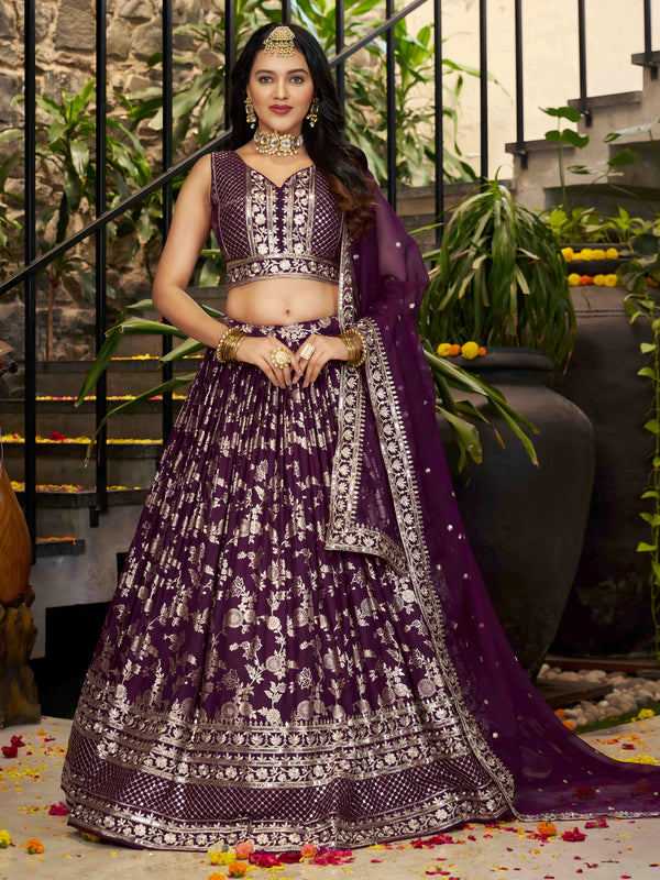 Indian Dola Silk Jacquard Lehenga Choli
