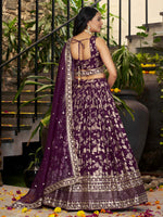 wine premium jacquard bridal lehenga with dupatta