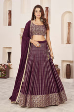 Wine Georgette Lehenga Choli with Dupatta