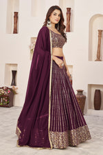 Wine Georgette Lehenga Choli with Dupatta